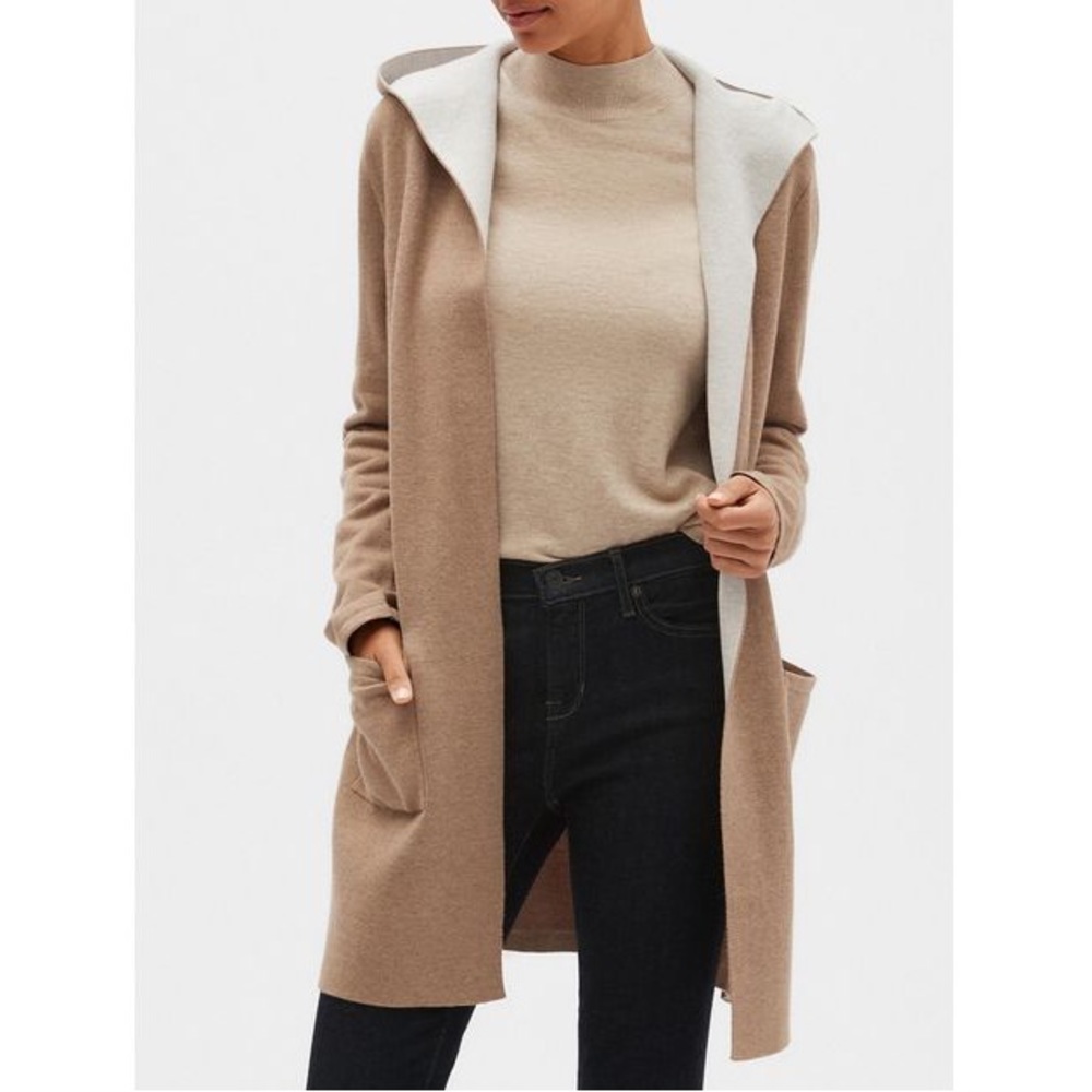 Banana Republic Camel Hooded Cardigan